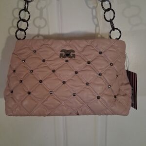 Pink Quilted Shoulder Bag with Chain Strap